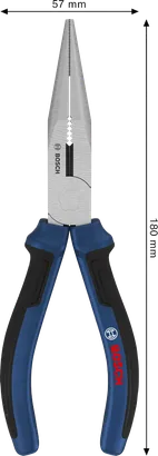 Bosch 180 mm çok parçalı saplı uzun burunlu pense.